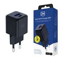 3mk síťová nabíječka Hyper GaN Charger 20W, černá