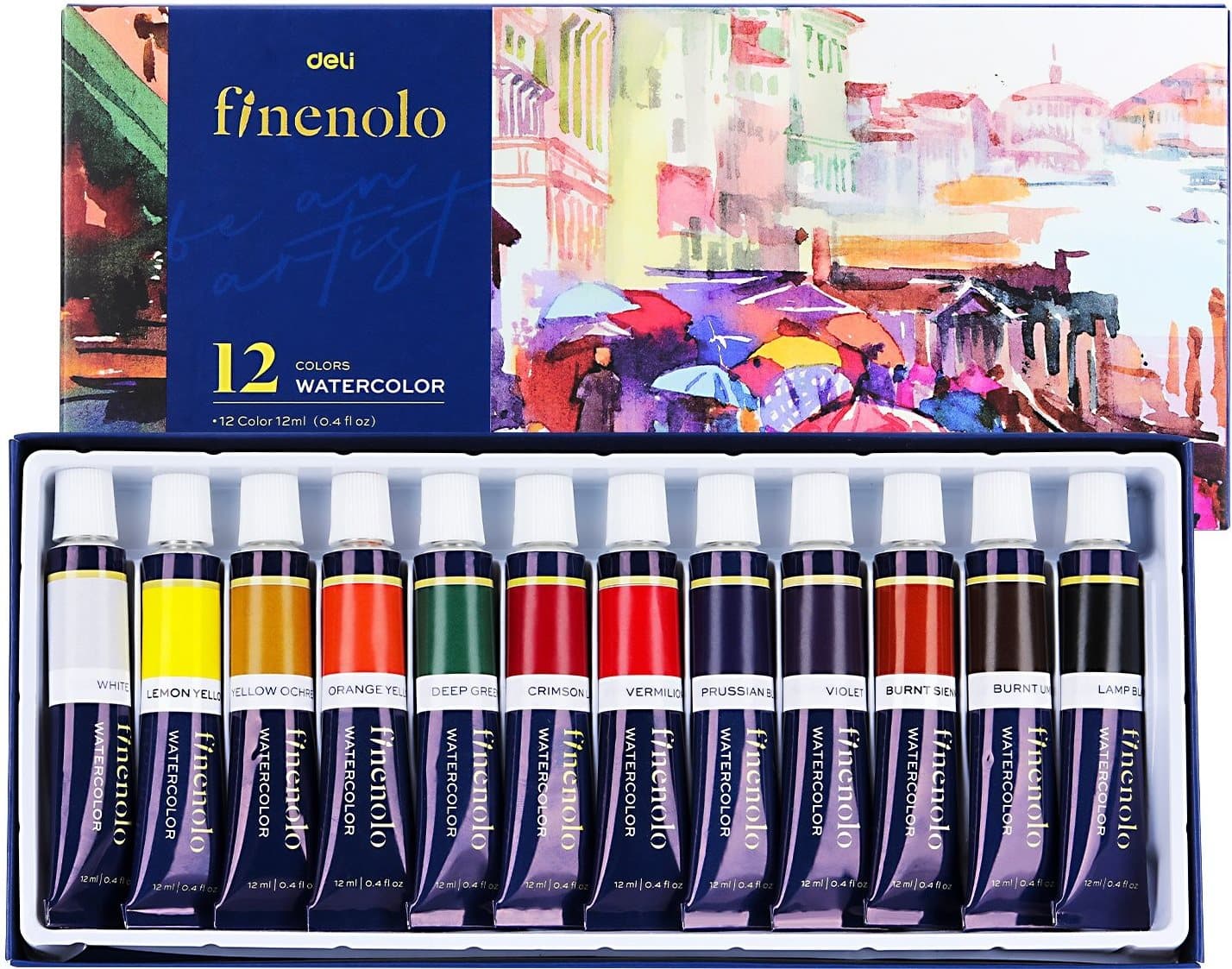 Akvarelové barvy Finenolo Sada tub 12 ks