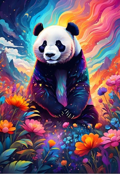 ALIPSON Puzzle Barevná panda 1000 dílků