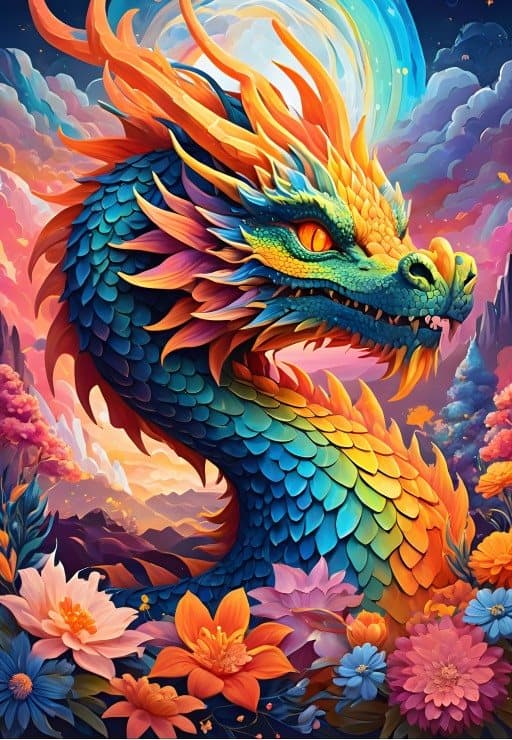 ALIPSON Puzzle Barevný drak 1000 dílků