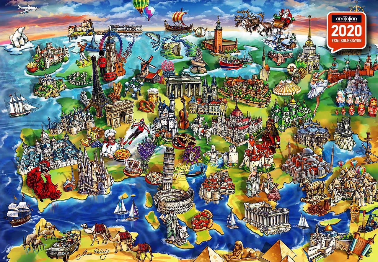 ANATOLIAN Puzzle Evropský svět 1500 dílků