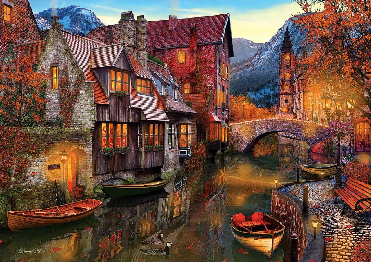 Art puzzle - Puzzle Canal Boats - 2000 dielov