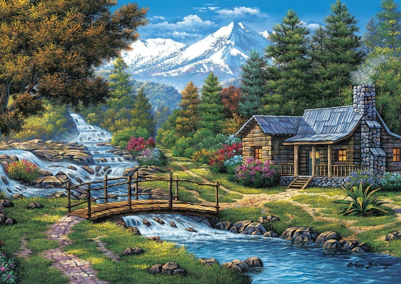ART PUZZLE Puzzle Dva vodopády 2000 dílků