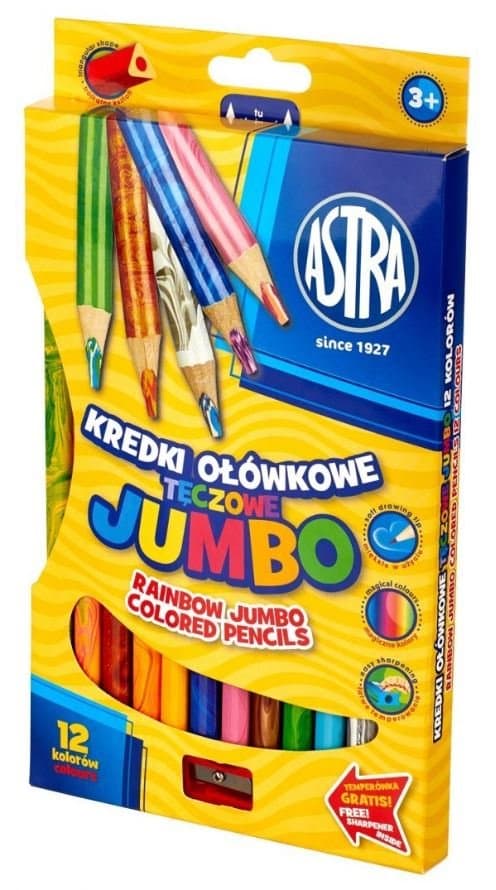 ASTRA Duhové pastelky Jumbo 12ks s ořezávátkem