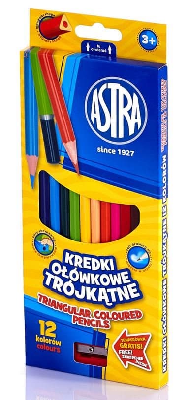 ASTRA Pastelky trojboké 12ks s ořezávátkem