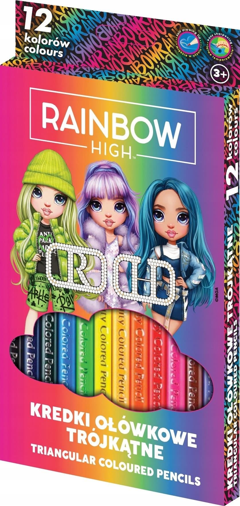 ASTRA Trojhranné pastelky 12ks Rainbow High