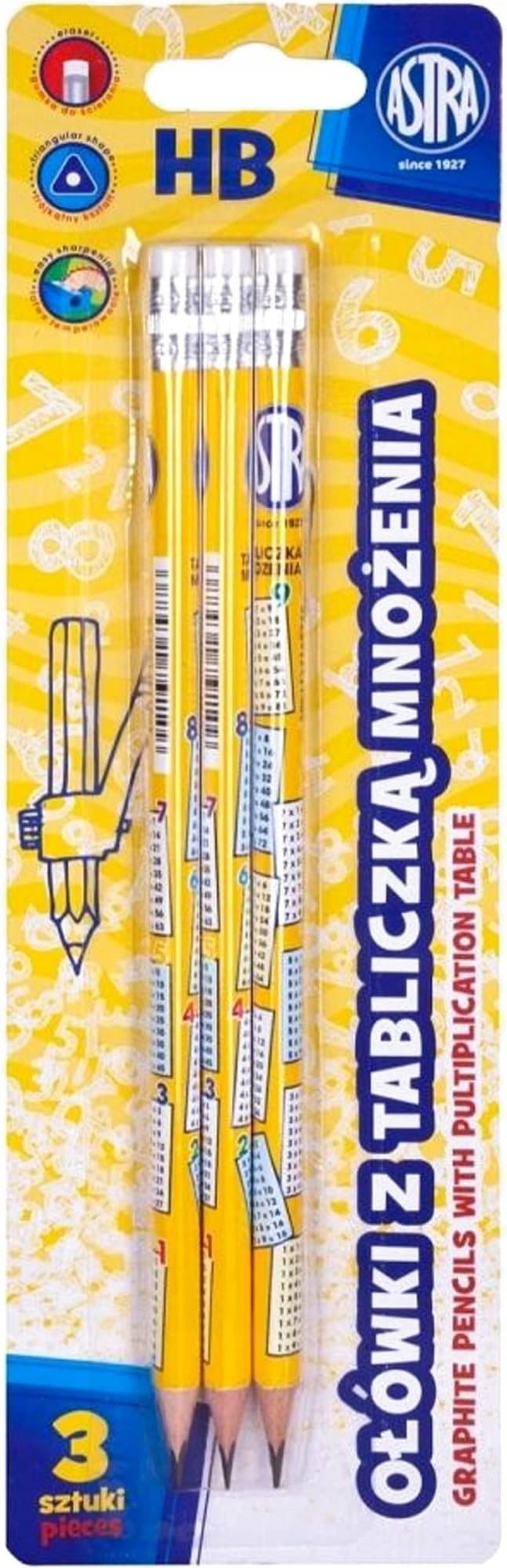 ASTRA Tužka HB s potiskem násobilky 3ks