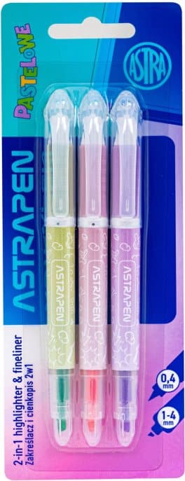 ASTRA Zvýrazňovače 2v1 Pastel 3ks