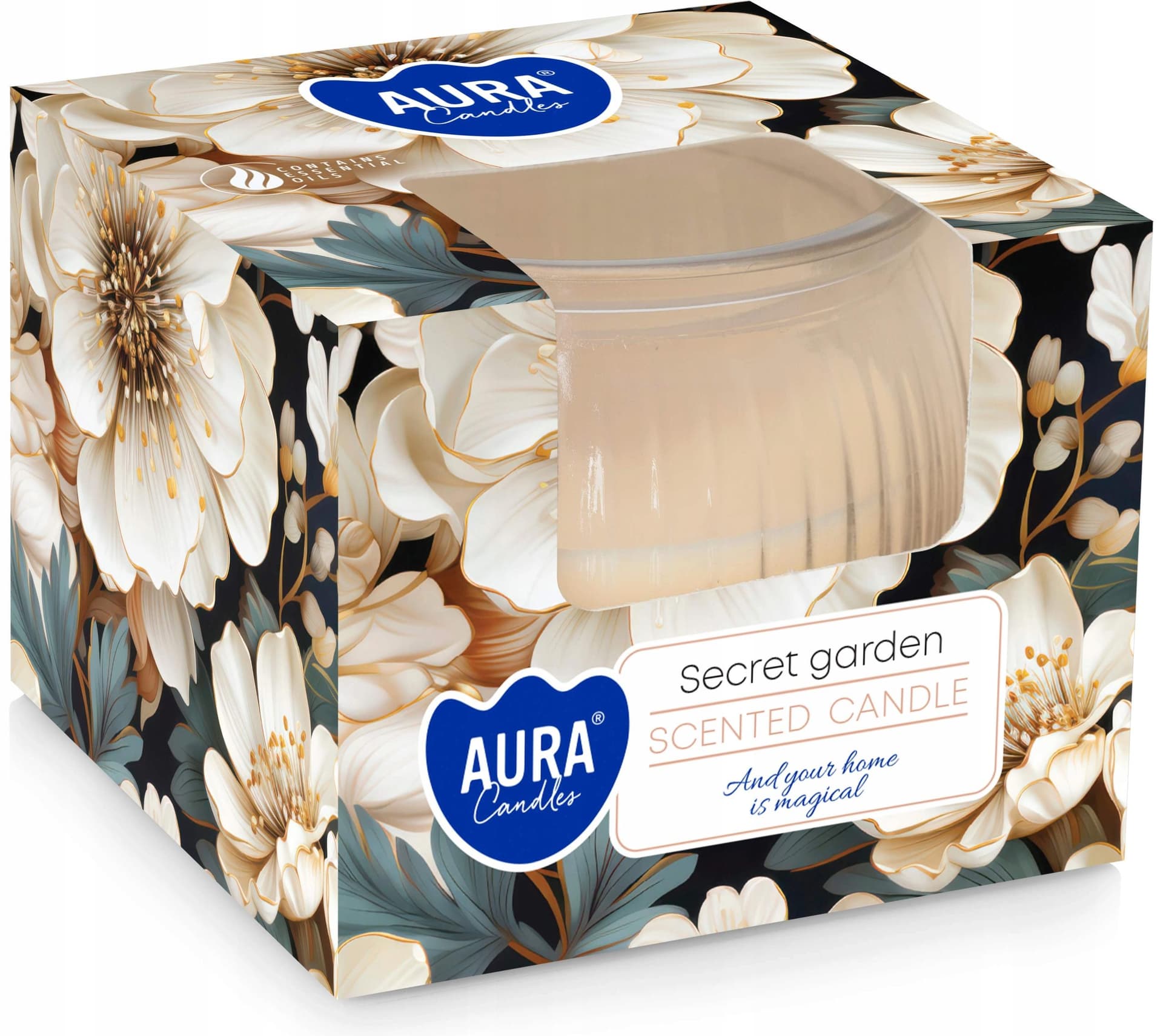 Aura Vonná sviečka v skle 80g Secret garden