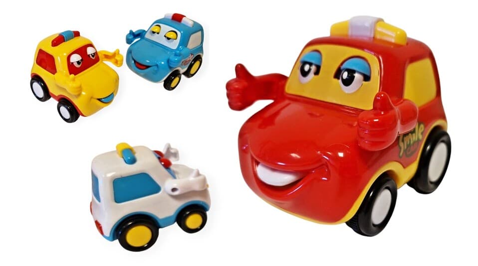 Autíčko na zotrvačník Smile 9cm - žltá
