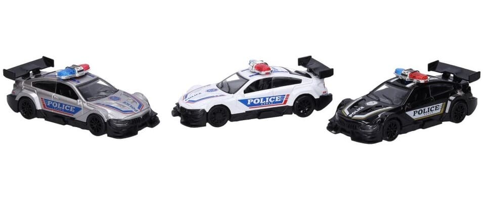 Auto policajné kovové 11cm - biela