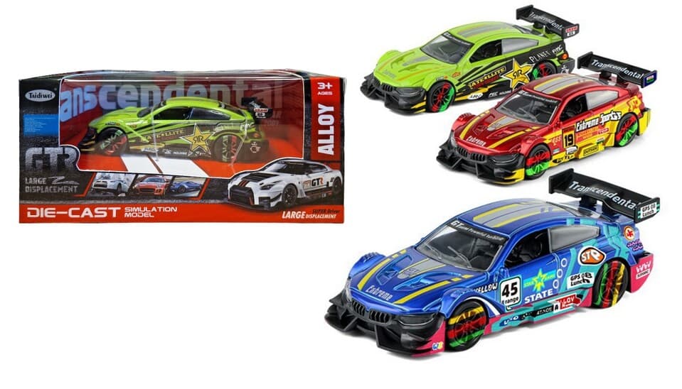Auto závodné kovové 11cm - červená