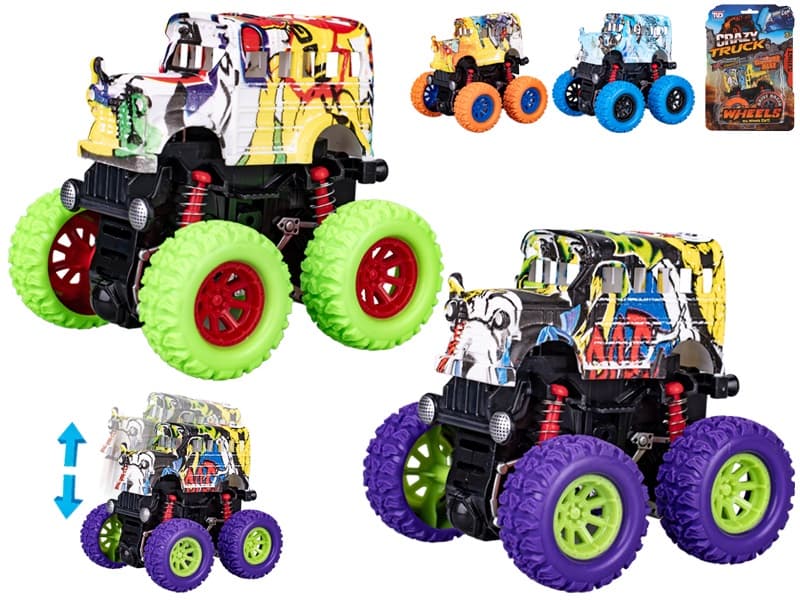 Autobus Crazy Truck na zotrvačník 9cm - oranžová