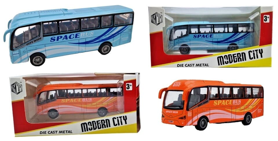Autobus kovový 3farby - biela