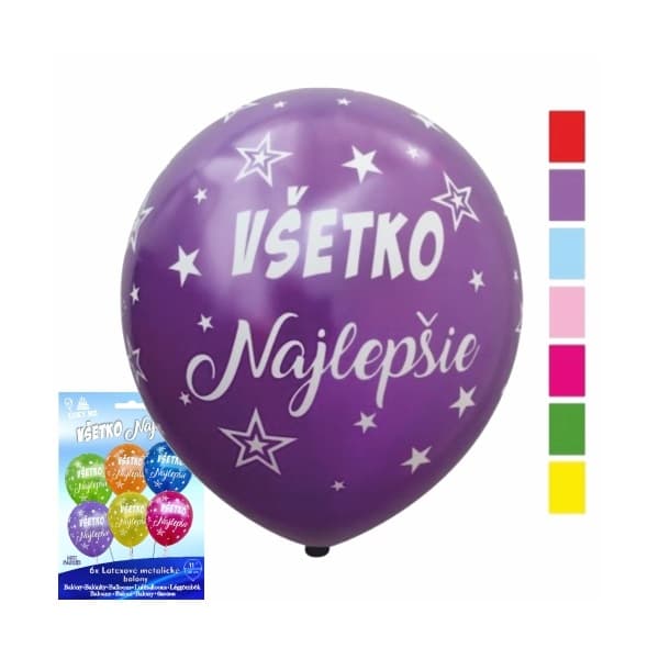 Balóny s potlačou Všetko najlepšie 6ks