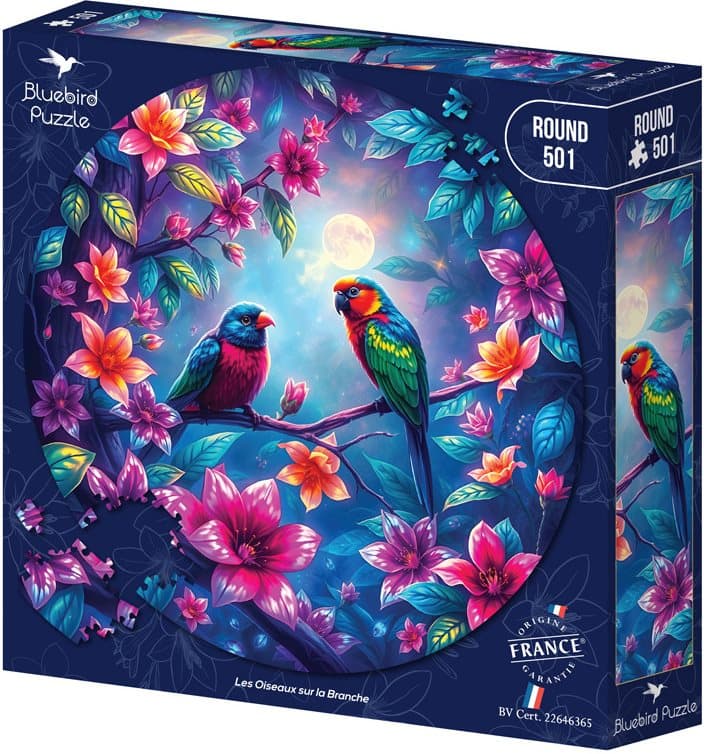 BLUEBIRD Kulaté puzzle Ptáčci na větvi 501 dílků