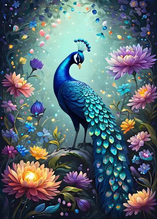 BlueBird - Puzzle Flowers and Peacock - 500 dielov