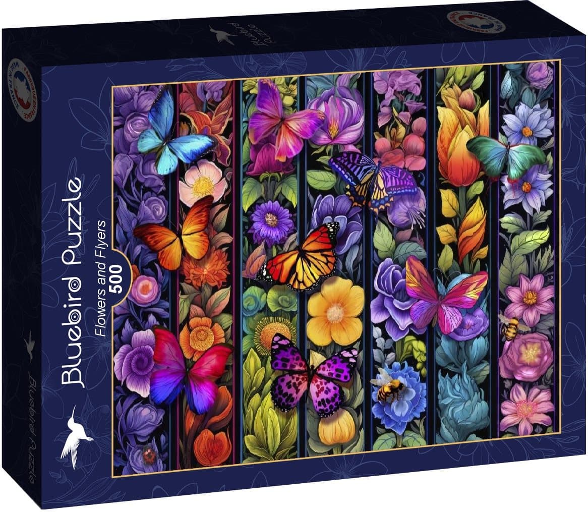 BLUEBIRD Puzzle Květiny a motýli 500 dílků