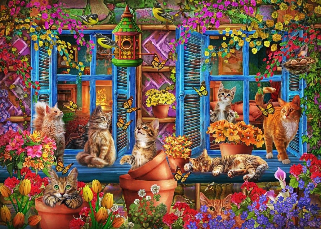 BLUEBIRD Puzzle Parapet s kočkami 500 dílků
