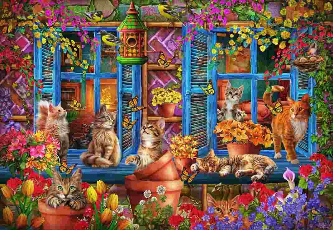 BlueBird - Puzzle Window Shelf Cats - 1000 dielov