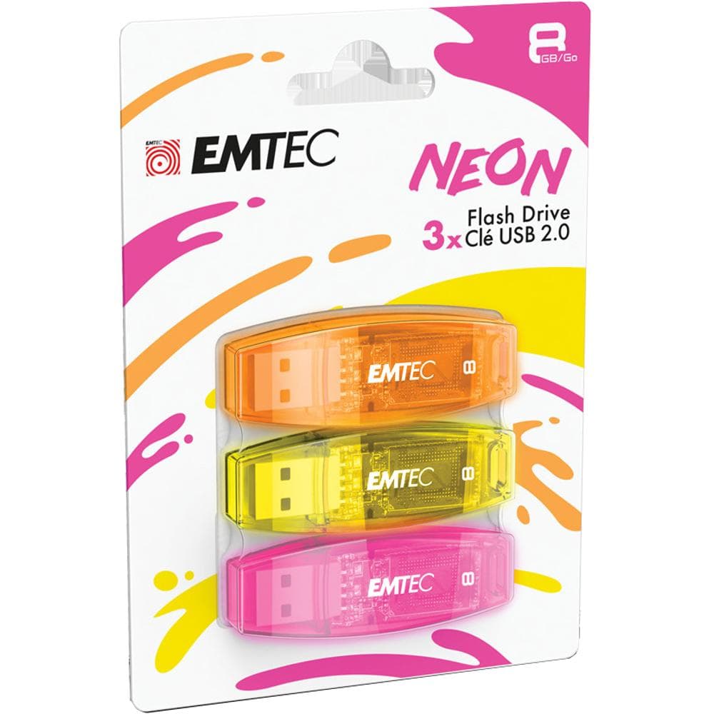 C410 USB 2.0 8GB NEON 3pack     EMTEC