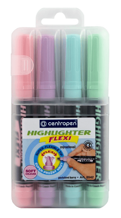 CENTROPEN Zvýrazňovače Flexi Pastel 4ks