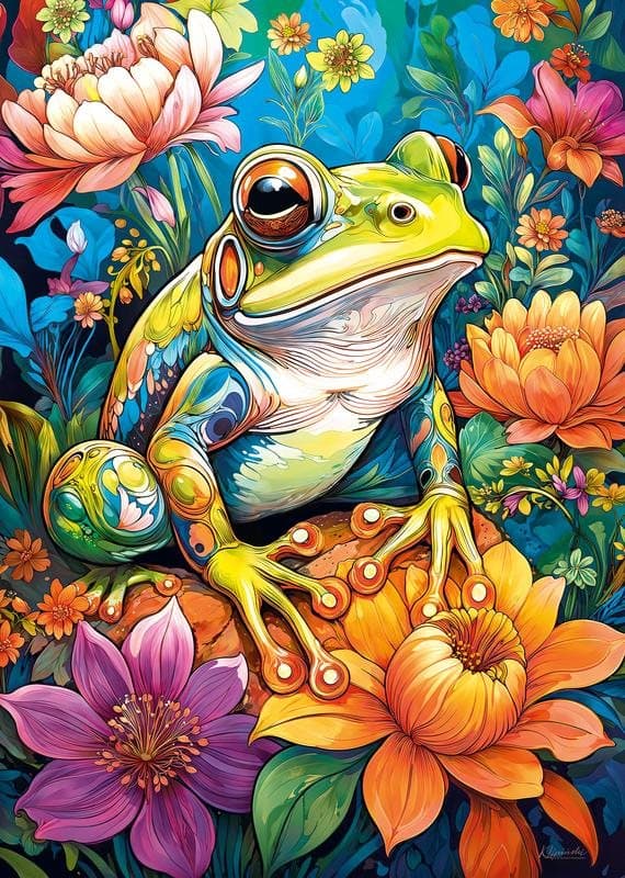 CHERRY PAZZI Puzzle Květinová žába 1000 dílků