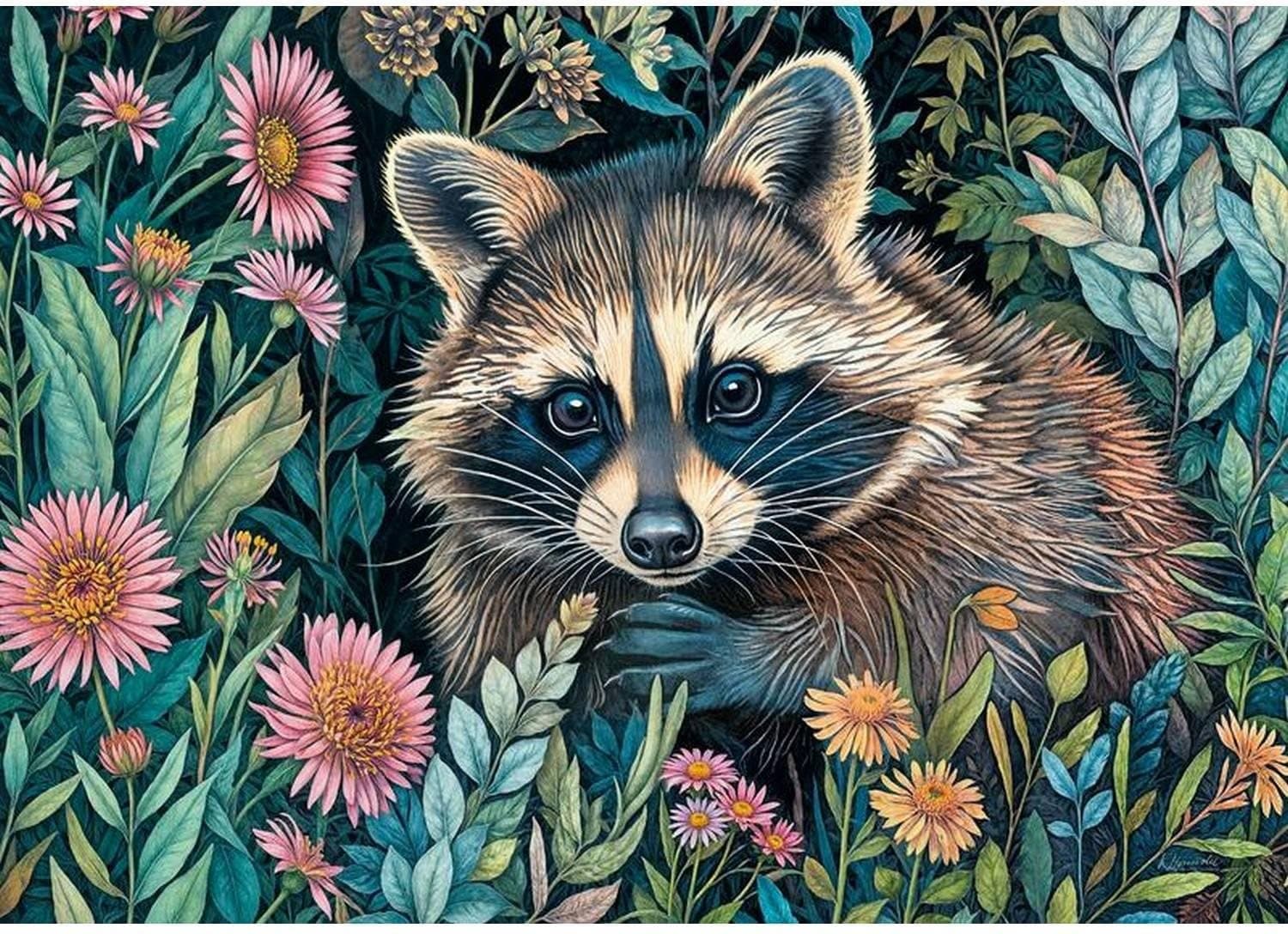 CHERRY PAZZI Puzzle Mýval v květinách 1000 dílků