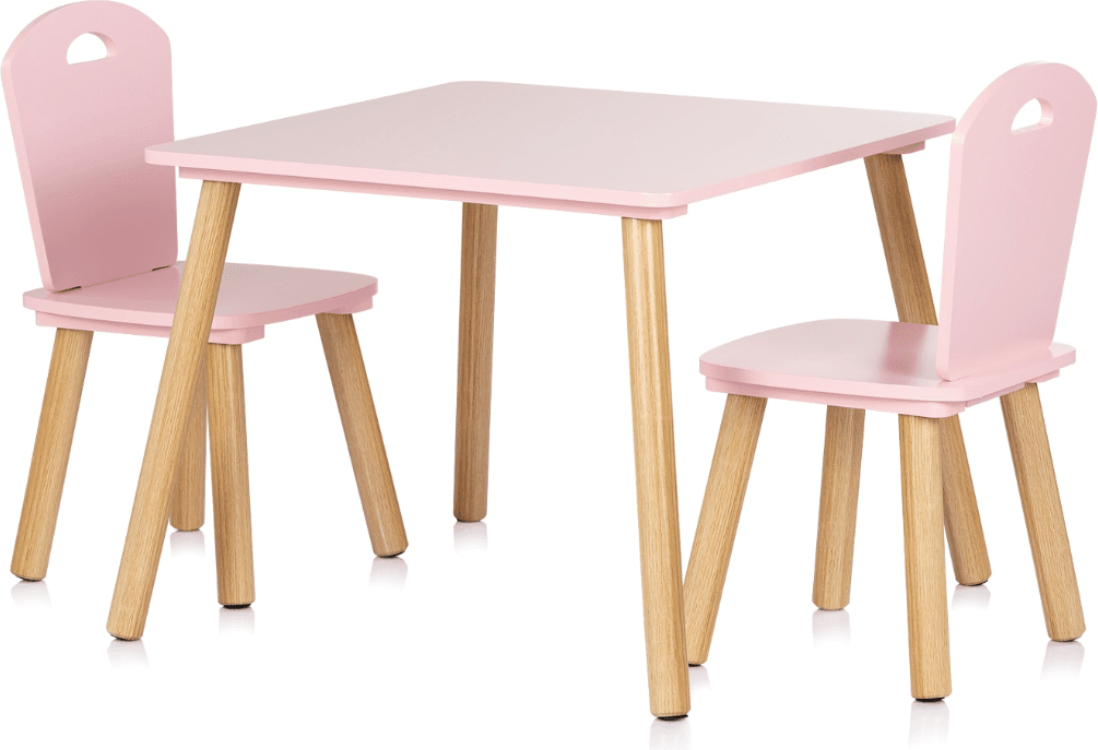CHIPOLINO Dřevěný stolek s židlemi Pink
