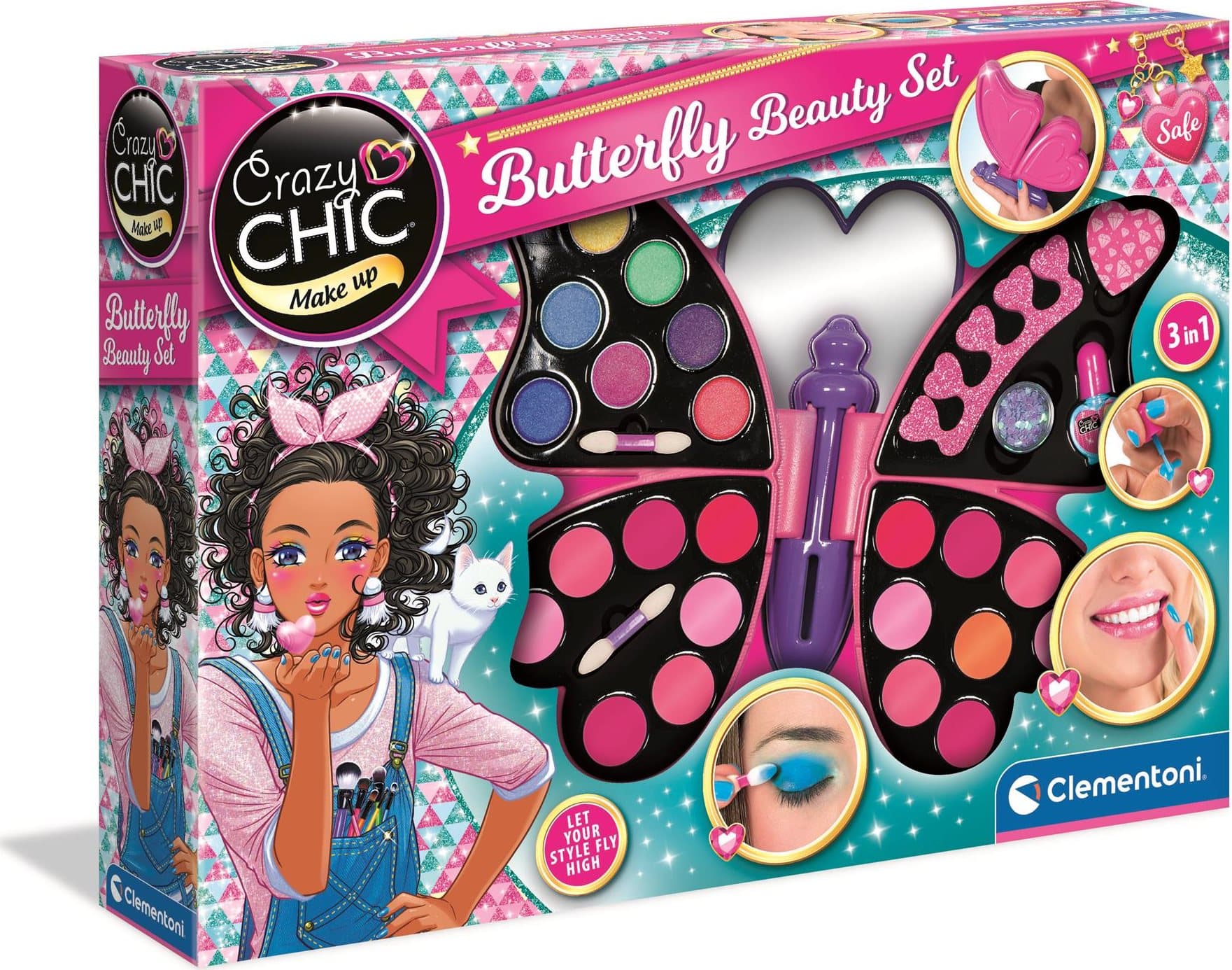 CLEMENTONI Crazy Chic Make up: Motýl 3v1