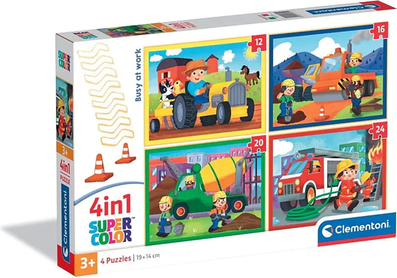 Clementoni - Puzzle 4v1 Busy At Work - 1-39 dielov