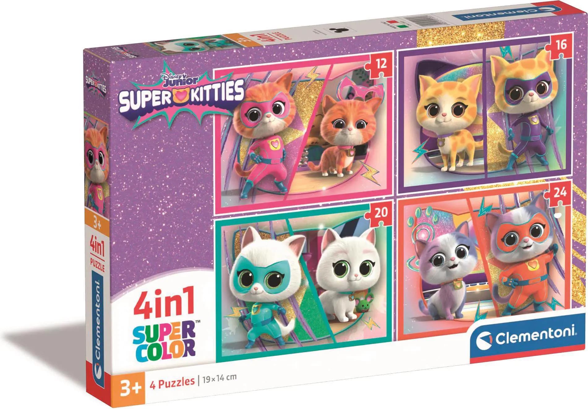 Clementoni - Puzzle 4v1 Super Kittens - 1-39 dielov