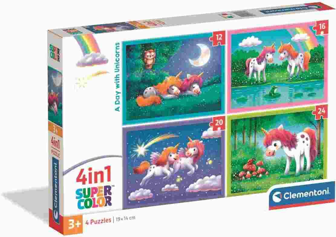 Clementoni - Puzzle 4v1 Unicorns - 1-39 dielov
