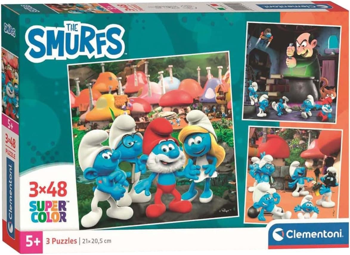 CLEMENTONI Puzzle Šmoulové 3x48 dílků
