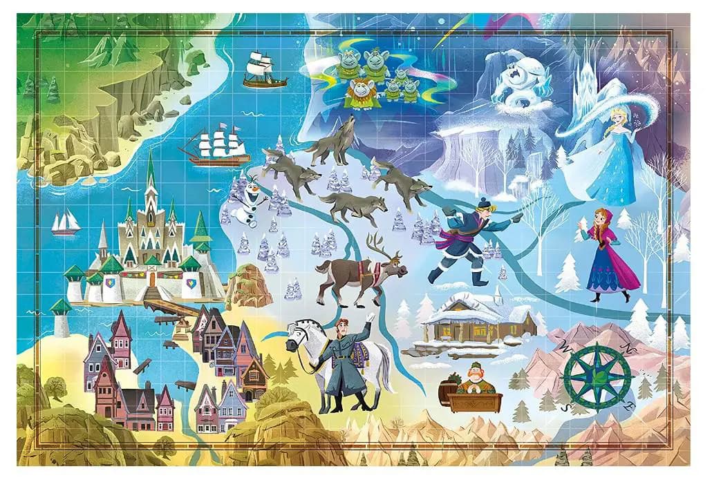 Clementoni - Puzzle Story Maps: Frozen - 1000 dielov