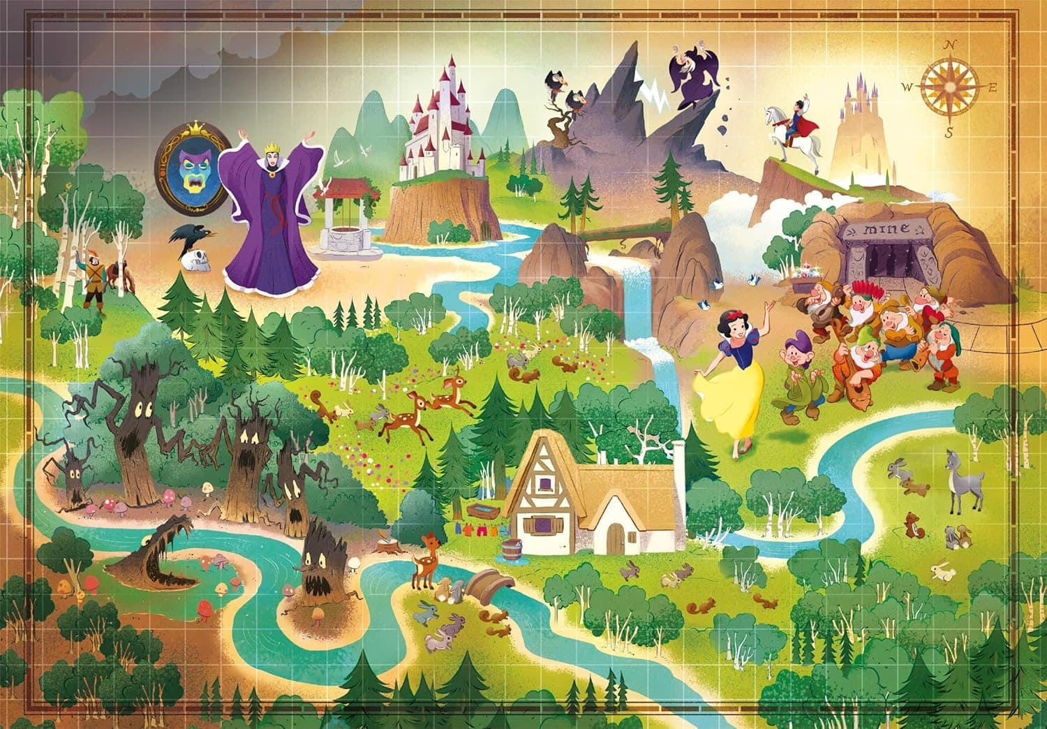 CLEMENTONI Puzzle Story Maps: Sněhurka 1000 dílků