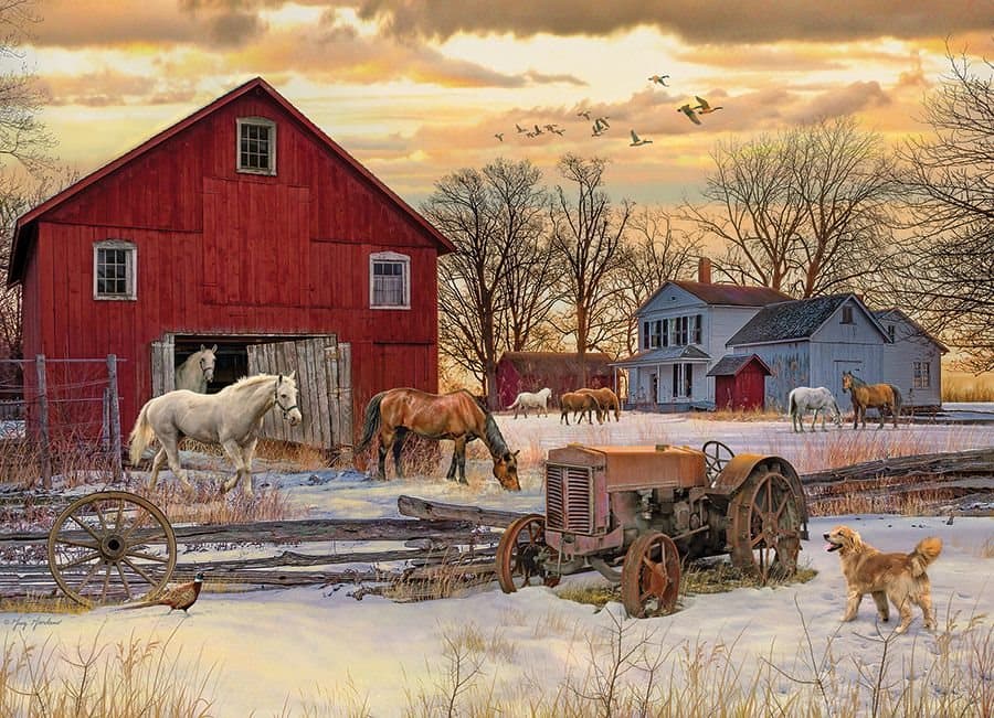 COBBLE HILL Puzzle Zima na farmě 1000 dílků