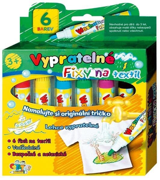 CREATOYS Fixy na textil 6ks vypratelné