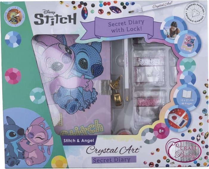 Crystal Art blok se zamykáním - Stitch a Angel
