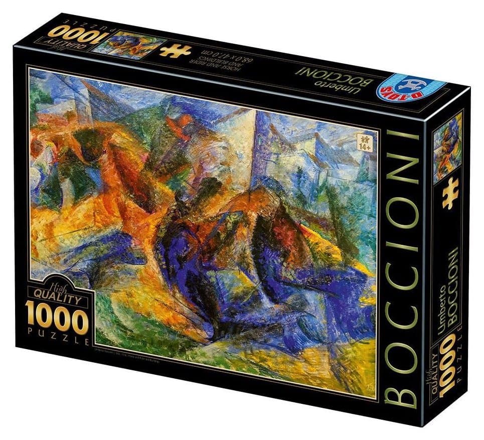 D-TOYS Puzzle Kůň a jezdec a budovy 1000 dílků