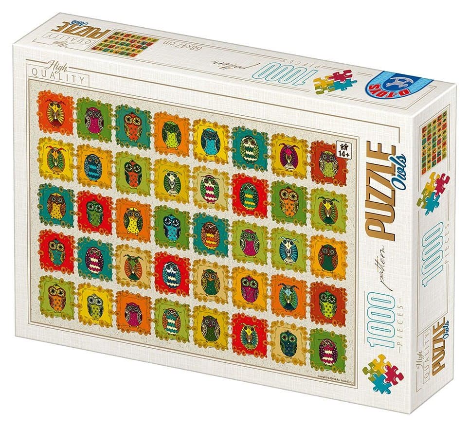 D-TOYS Puzzle Vzorník: Sovy 1000 dílků