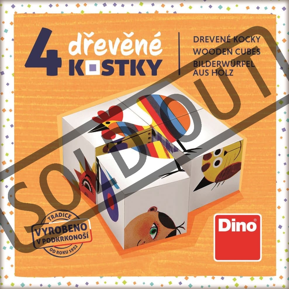 DINO Obrázkové kostky Kohout, 4 kostky