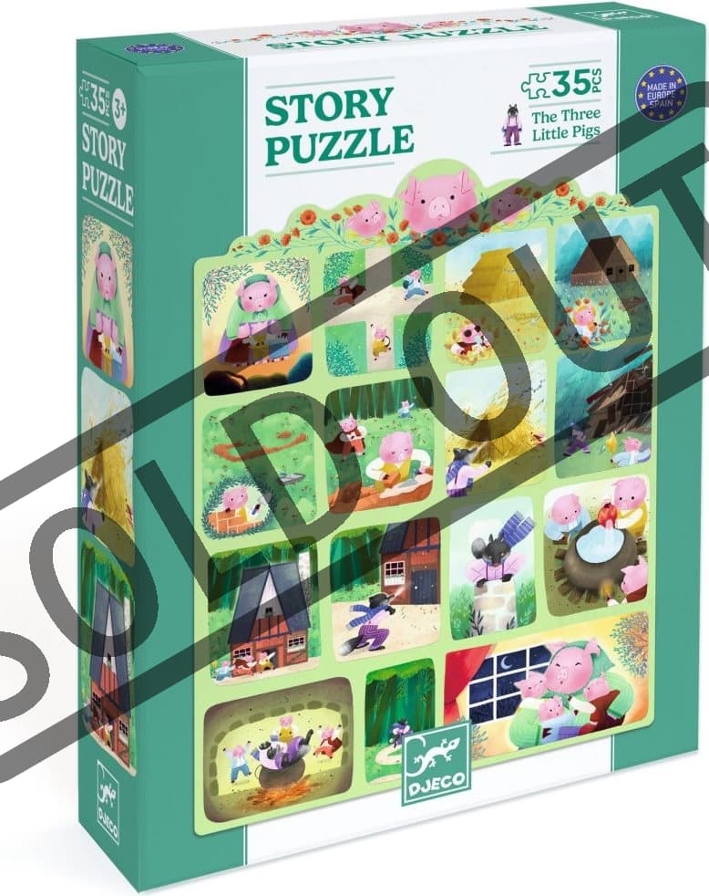 DJECO Puzzle s příběhem Tři Prasátka 35 dílků