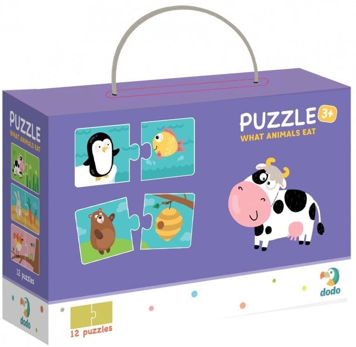 DODO Puzzle Co jedí zvířátka? 12x2 dílky