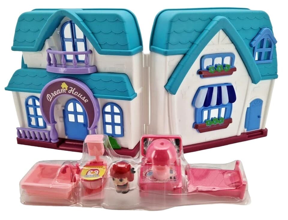 Domček s príslušenstvom 36x18cm - modré doplnky