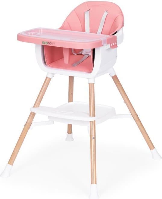 ECOTOYS Jídelní židlička 2v1 Růžová