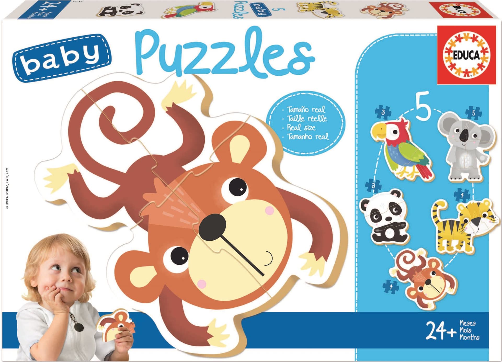 EDUCA Baby puzzle Divoká zvěř 5v1 (3-5 dílků)
