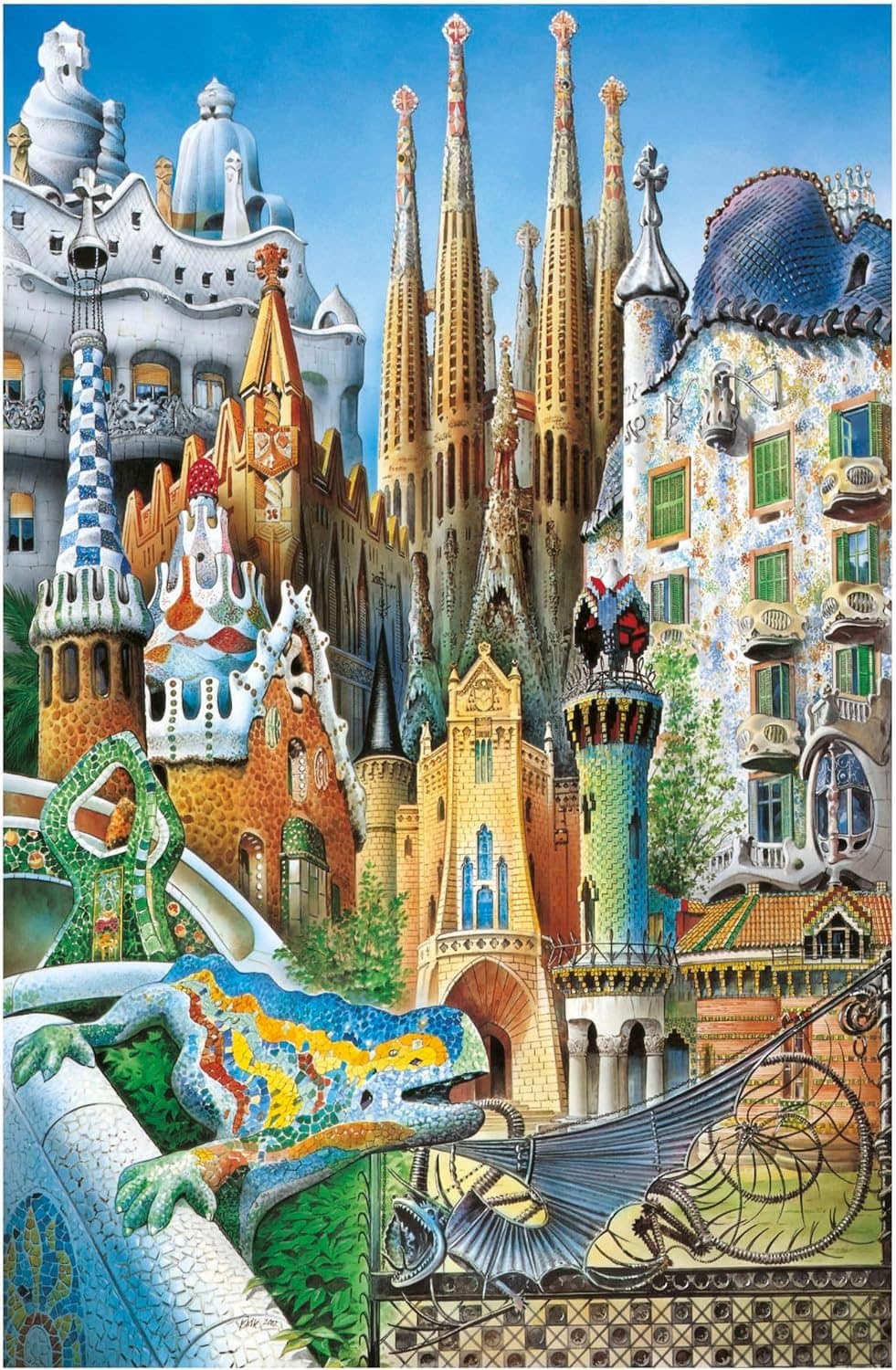 EDUCA Miniaturní puzzle Gaudí, koláž 1000 dílků