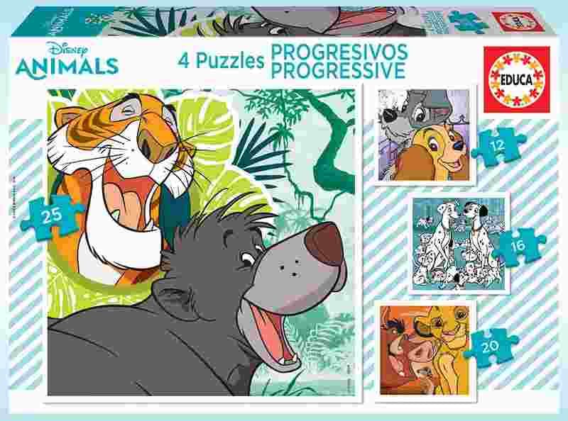 Educa - Puzzle 4in1 Disney Animals - 1-39 dielov
