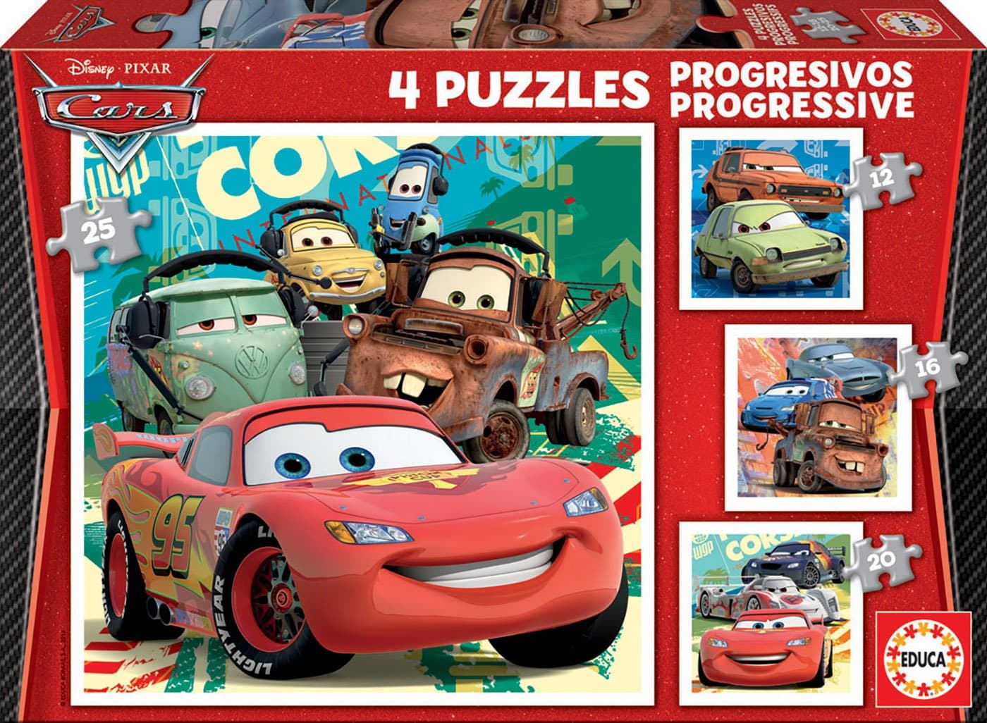 EDUCA Puzzle Auta 2, 4v1 (12,16,20,25 dílků)